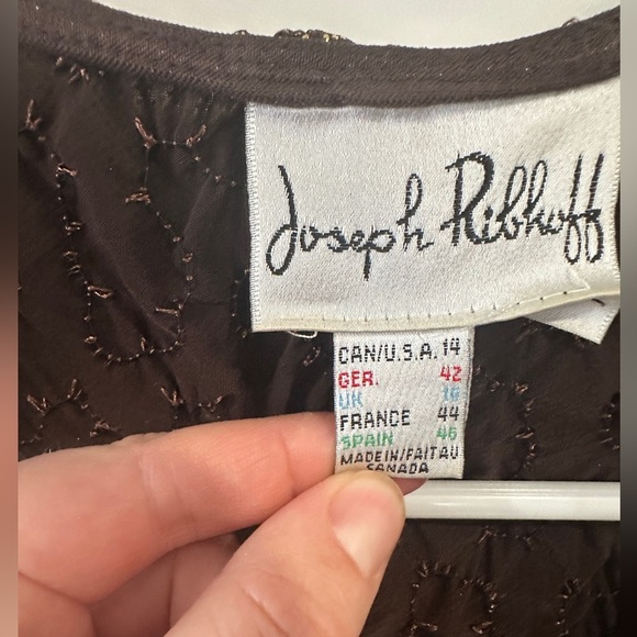 Joseph Ribkoff Women’s Gold Shimmer Open Cardigan Sweater Jacket Size 14 - Picture 7 of 10